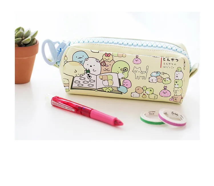 Kawaii Molang, большой чехол на молнии из искусственной кожи, школьный пенал, сумка для хранения канцелярских принадлежностей, чехол для карандашей, материал escolar, для офиса