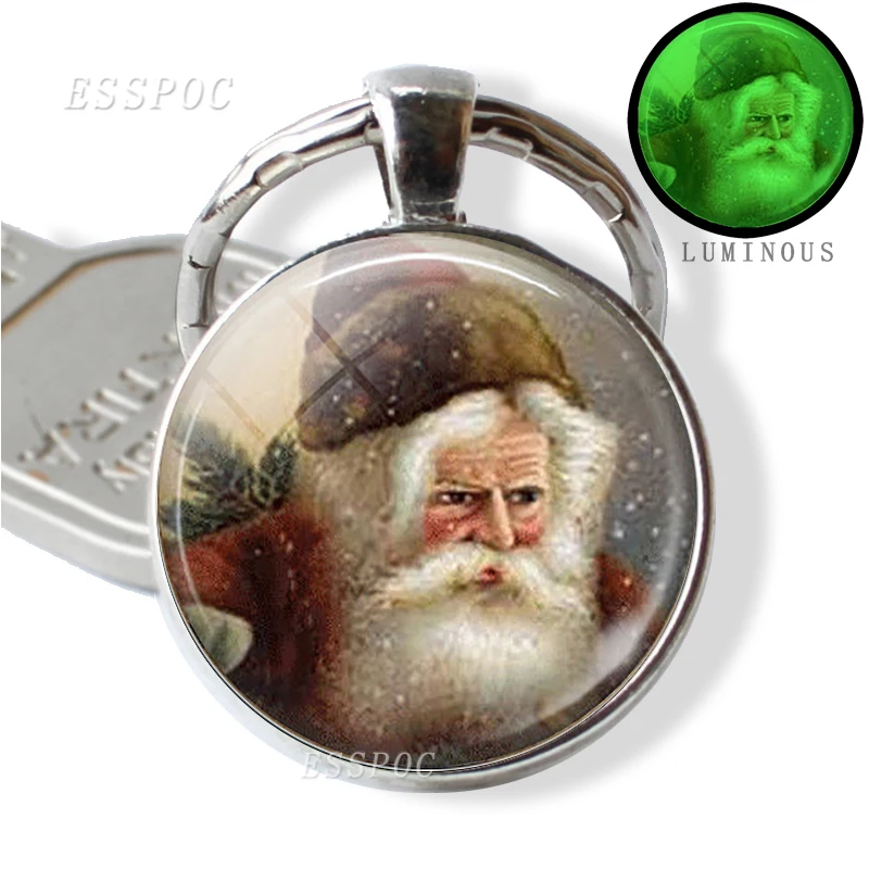 Рождественский брелок для ключей с Санта Клаусом мультяшный стеклянный кабошон