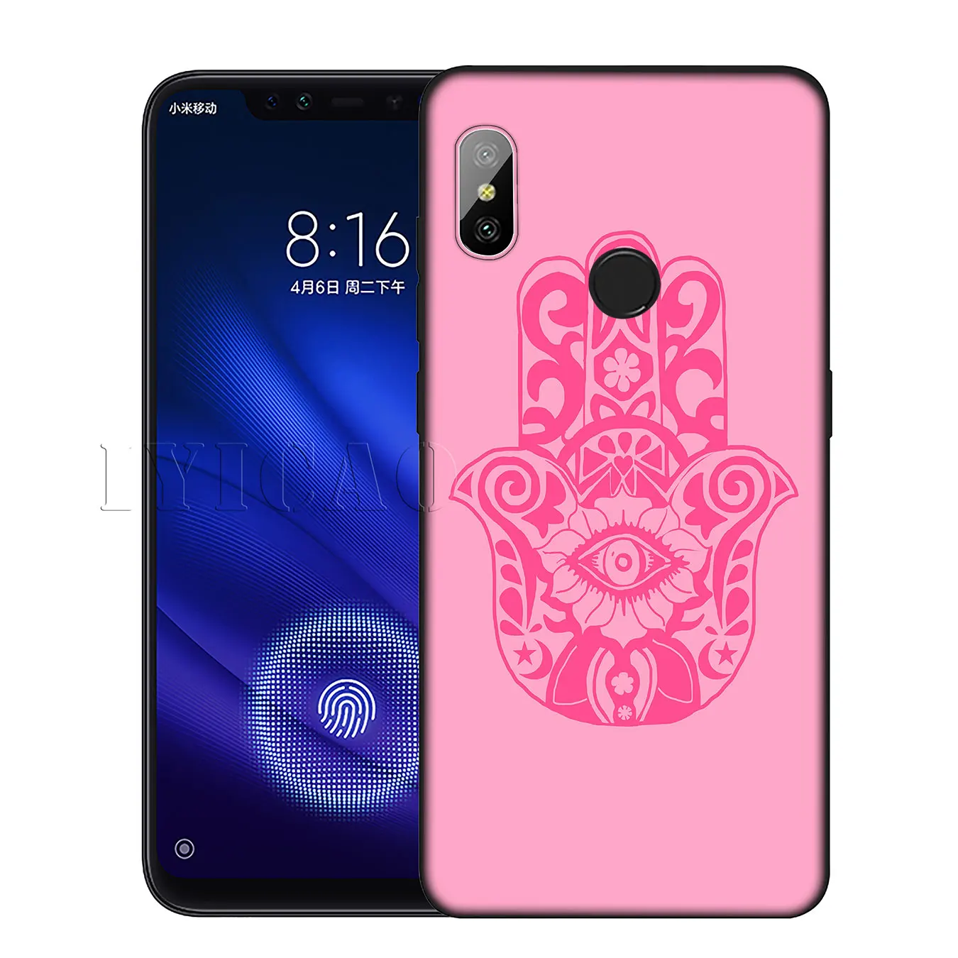 Блестящий силиконовый мягкий чехол IYICAO Hamsa для Xiaomi Redmi 6A 5A Note 8 7 4 4X 5 Plus 6 Pro черный из
