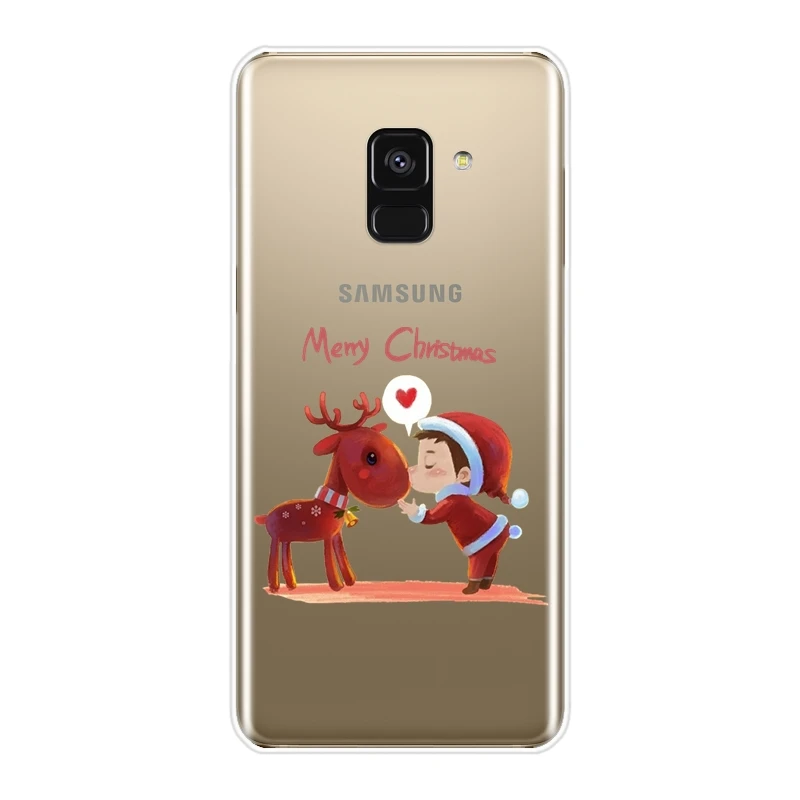 Рождественская елка олень задняя крышка для Samsung Galaxy A6 A8 Plus 2018 A5 A7 Мягкий