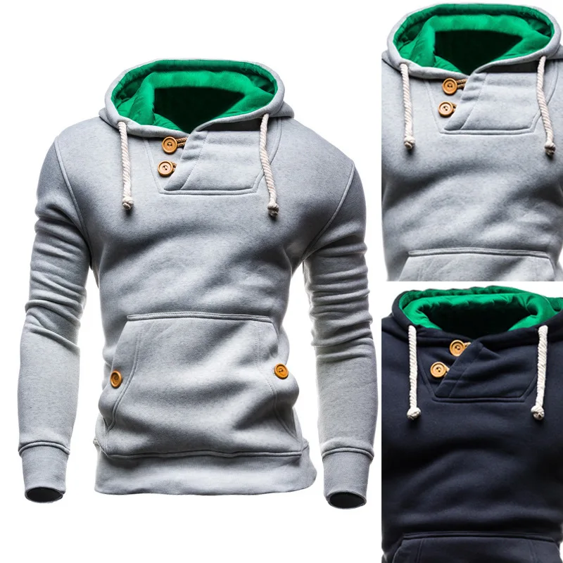 BIGGEST PROMOTION - 2018 men's hoodies shape body sweatshirts button Fashion workout suit street wear tracksuit brand design | Мужская