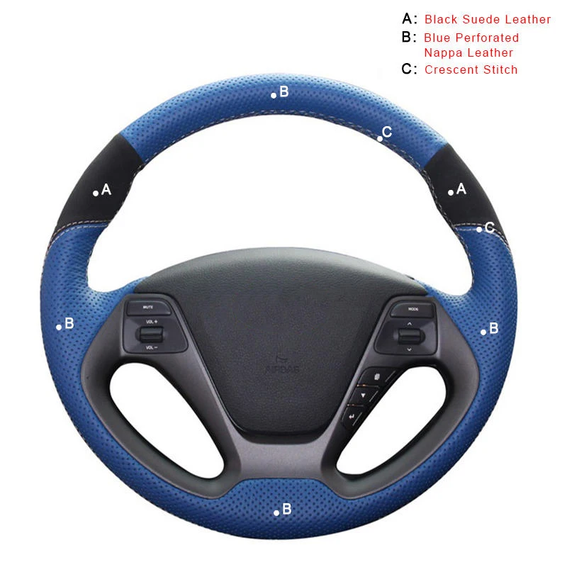 Suede and Nappa Автомобильная оплетка на руль для Kia K3 2013 K2 Rio Ceed Cee 'd 2012- Forte Koup Forte5- авто - Название цвета: Suede and Nappa
