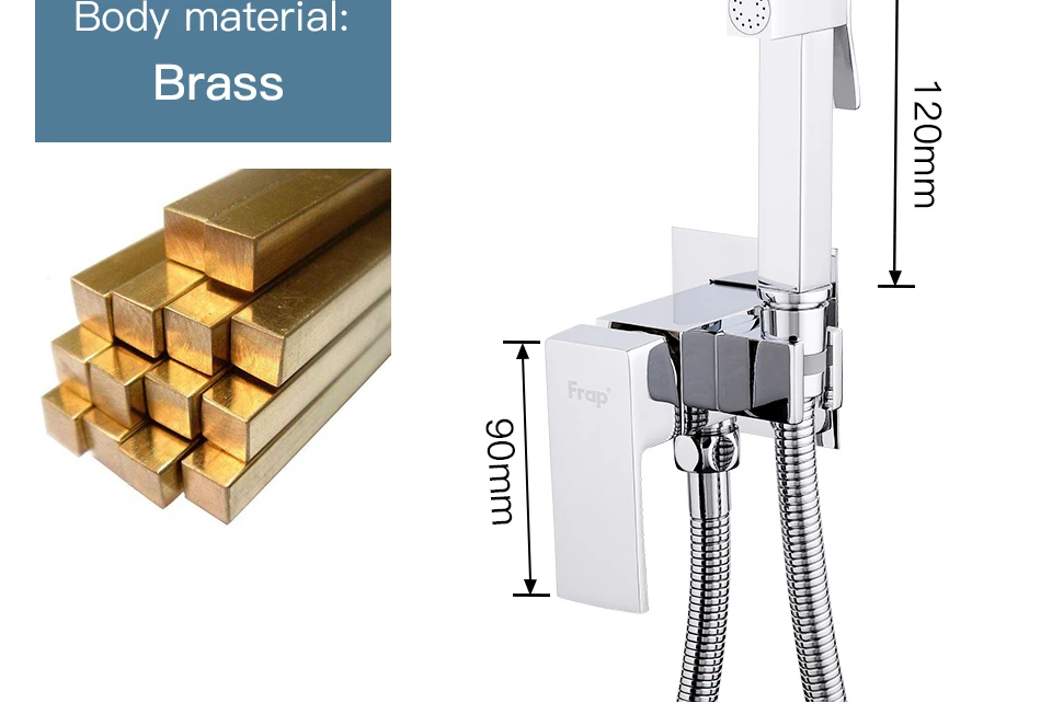FRAP New Arrival Chrome Bidets Bathroom Toilet Sprayer muslim Shower Bidet Tap Hygienic Shower Wall Mount Shattafs Faucets F7506