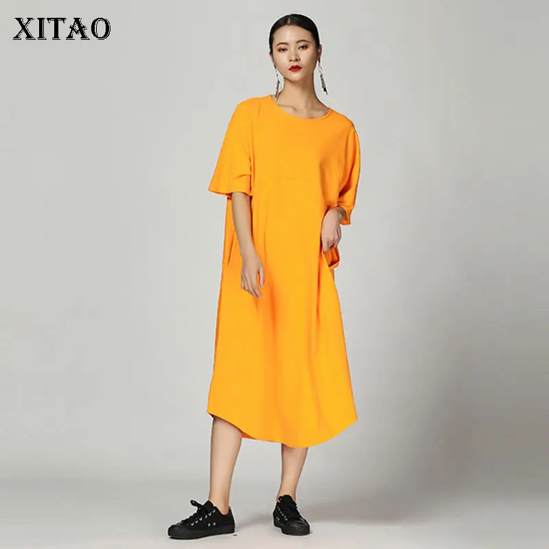 [XITAO] женское корейское модное летнее платье 2019 круглый вырез короткий рукав