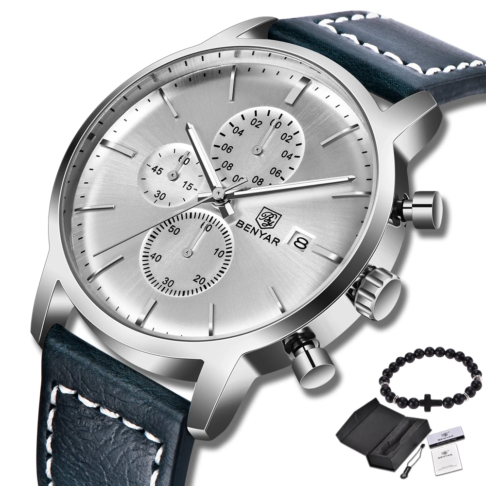 

BENYAR Men's Watches Casual Fashion Waterproof Watch Men Top Brand 2019 New Luxury Quartz Chronograph Wristwatch zegarek meski