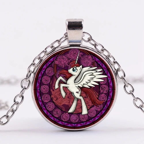 Style 17 SONGDA модное ожерелье с подвеской My Little Horse Baoli Poni Милая Радужная лошадка с мультяшным принтом стеклянный кабошон подарок для маленьких девочек - Окраска металла: Style 17