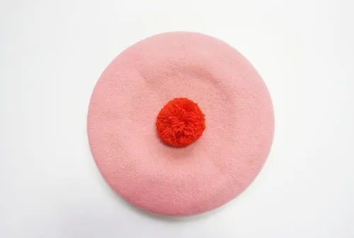 Розовый берет в стиле Лолиты с сердечком и надписью «Love Heart» Boina Feminina, шерсть, теплые женские зимние шапки