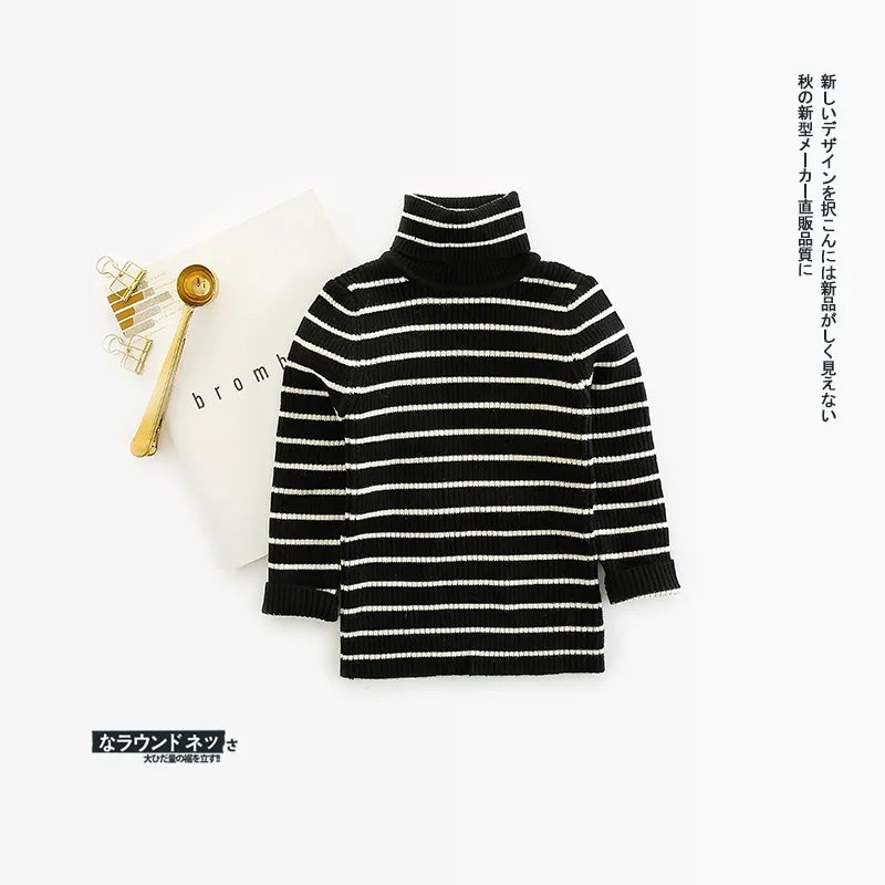 2018 осень-зима в Корейском стиле хлопковая Повседневная полосатый водолазка