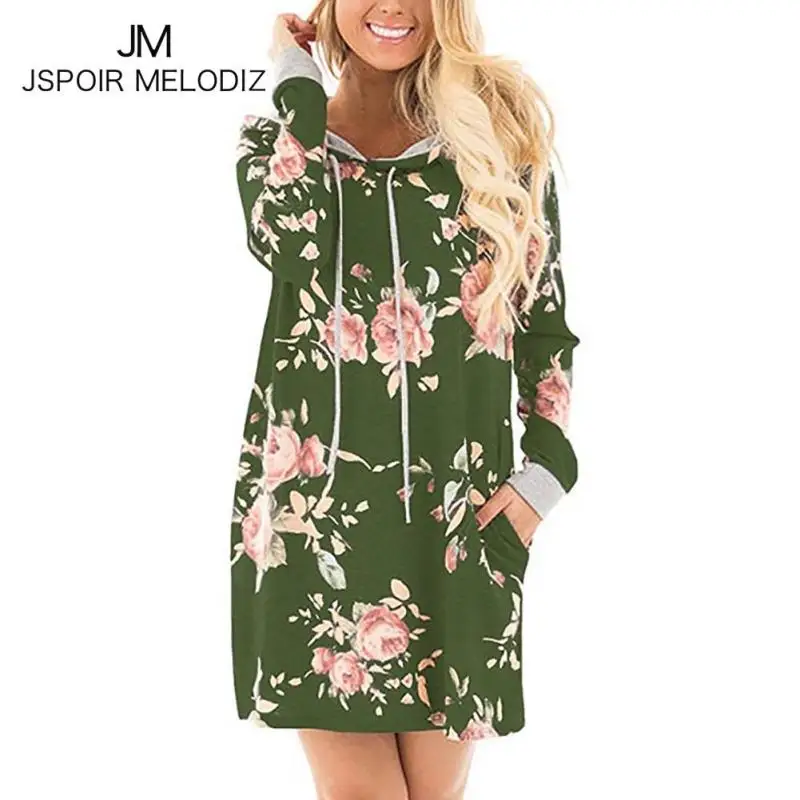 Цветочный Толстовки с принтом Для женщин осень 2017 г. Новинка зимы модные