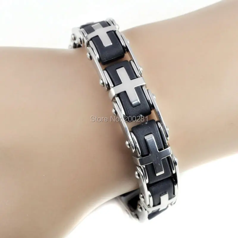 Классический дизайн браслет из силиконовой нержавеющей стали байкер велосипед