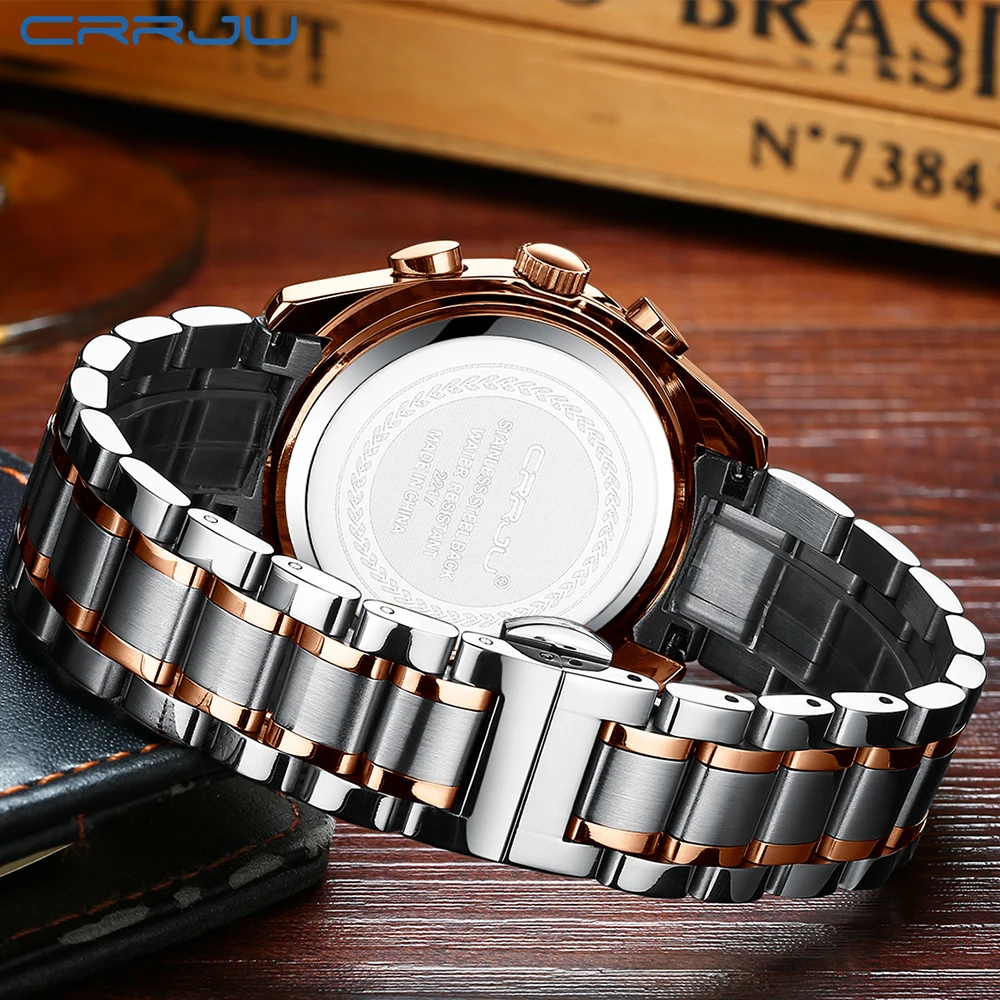 

CRRJU Man Watches 2019 Brand Luxury Mens Sport Quartz Watches Men Stainless Steel Clock Chronograph Watch Relogio Masculino