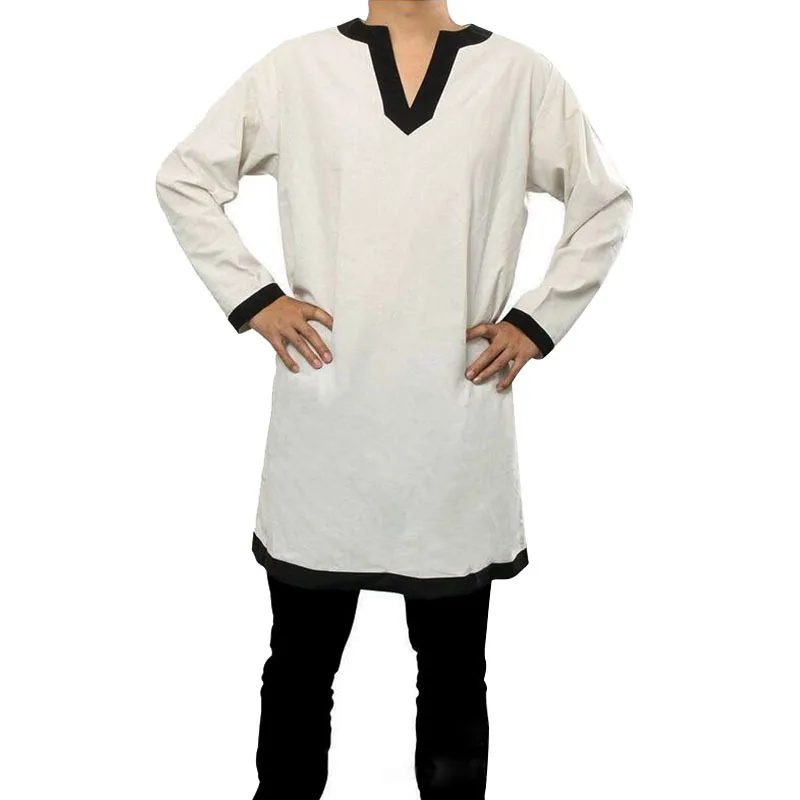 Для мужчин средневековый Рубашка Туника Viking стрелок рыцарь воин Топы Ренессанс