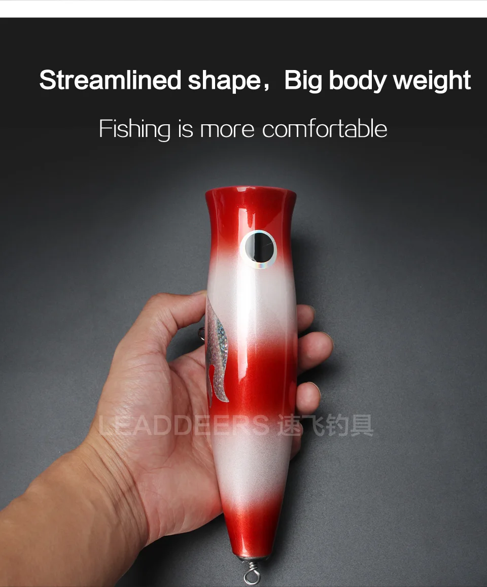 Leaddeers 200 г Topwater деревянный Поппер GT поверхность выскакивающая приманка Deep Sea Chugger приманки для рыбалки на лодке для открытого океана рыболовный троллинг