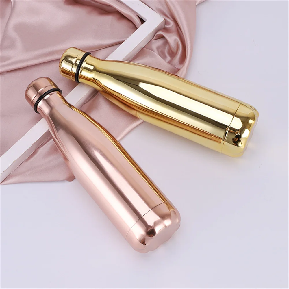 Розовое золото бутылка для воды Colorful с двойными стенками Нержавеющая сталь