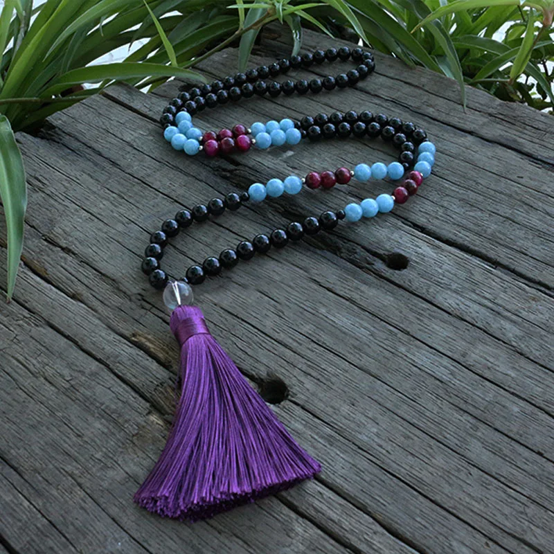 Ожерелье из бисера 8 мм амазонита и черного оникса искусственная внутренняя сила