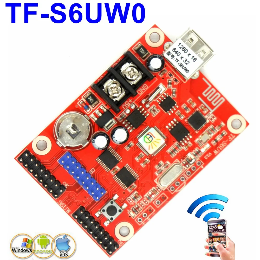 

TF-S6UW0 WIFI LED Control Card 1280*16 Pixels Single Dual Color Wireless Module Led Drive Board p10,p13.33,p16,f3.75 Support