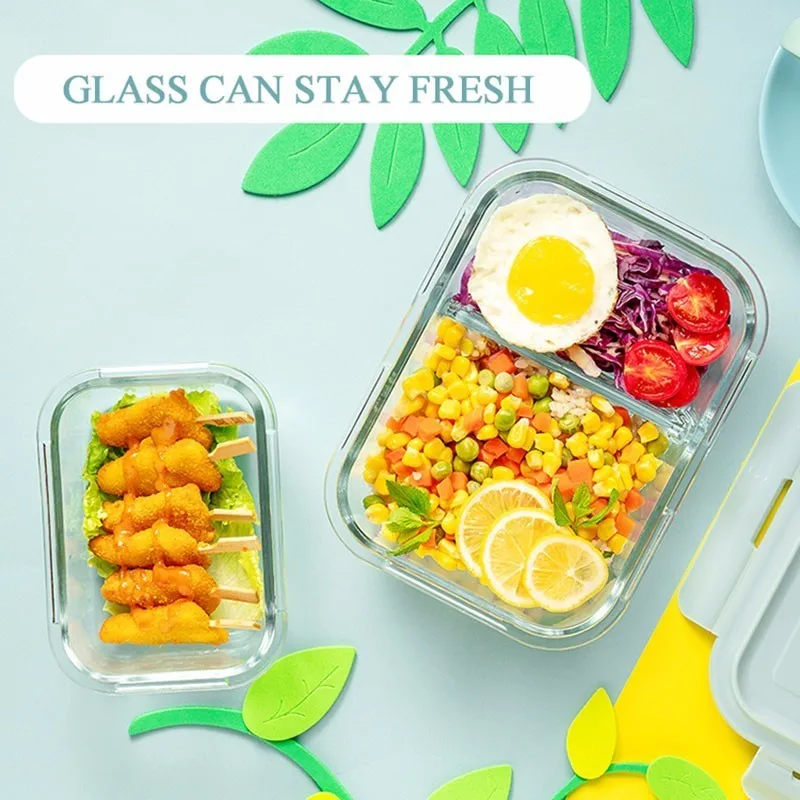 3 шт. стеклянный Ланч бокс с крышкой можно наполнить супом микроволновой печи