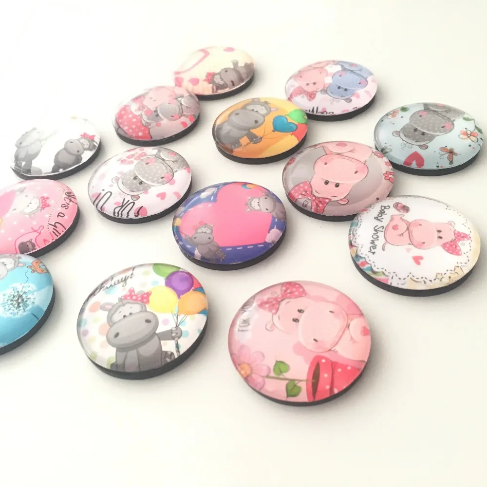 14 шт./лот) милый Бегемот кристалл стеклянный для холодильника магнит Kawaii мультфильм животное стикер сообщений для доски подарок детям