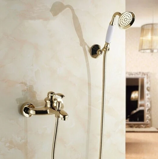 Роскошный настенный кран для ванной комнаты с керамической ручной душевой