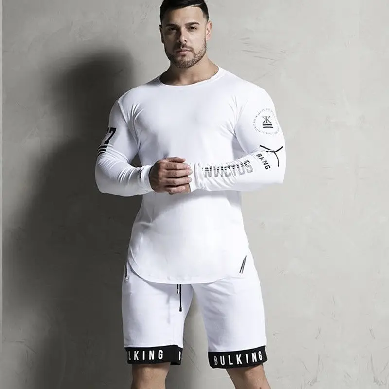 Hirigin модные новые Для мужчин Jogger Спортивная футболка Бодибилдинг Фитнес мышцы, топ с длинными рукавами, футболки, верхняя одежда - Цвет: 1