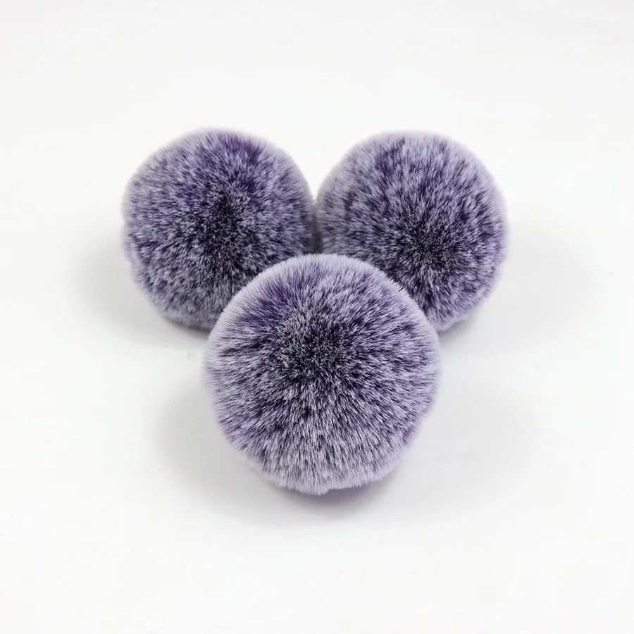 purple gray 70 мм 10 шт./пакет с искусственным с мехом кролика помпон набор «сделай сам» для Костюмы шарф и пушистой плюшевой ткани с пушистым помпоном мяч для обуви, сумок и красивый корабль - Цвет: purple gray