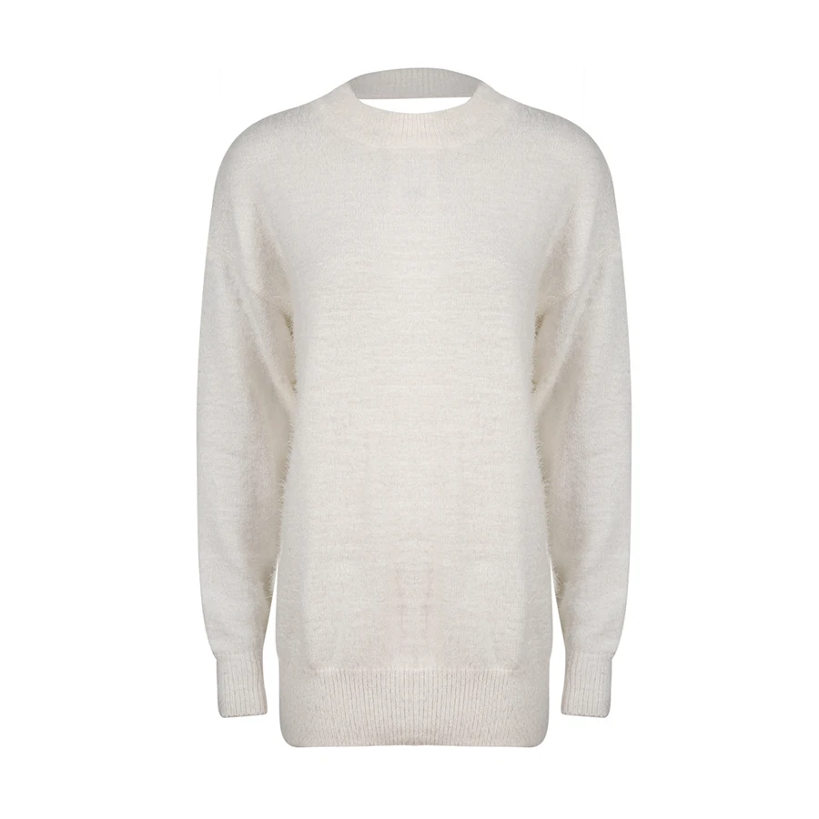 V Neck White Cashmere Sexy Sweater Women Long Womens Pullover Christmas Sweaters Family Oversized Jumpers Tunic Winter K6B45 | Женская