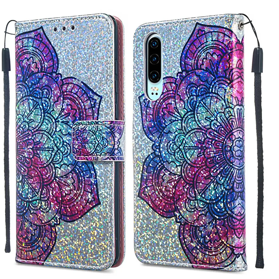 

Flash Flip Case For Huawei Honor Play 8A 10 Lite Y6 2018 Y7 Prime 2019 P30 Pro Mate20 Lite Bling Luxury Wallet Phone Cover DP03Z