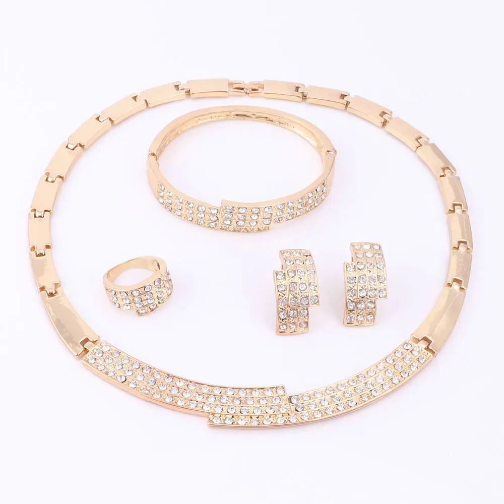 Кристалл золотой цвет ожерелье серьги браслет кольцо красота африканские