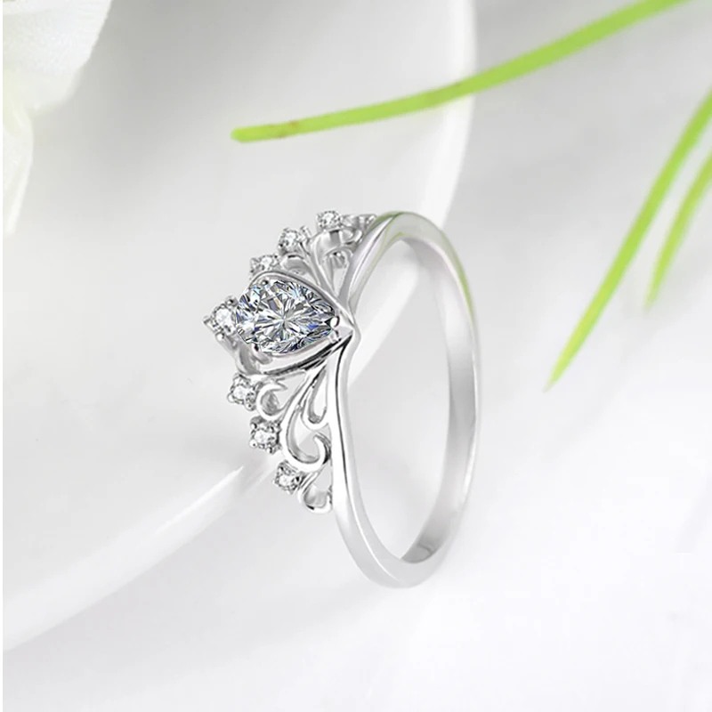 Женские обручальные кольца в форме сердца из стерлингового серебра 925 пробы с