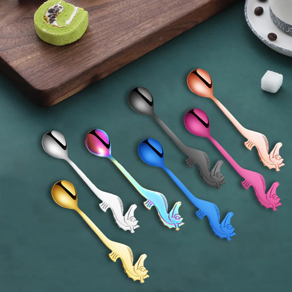 Colorful Glitter Sea Horse Animal Rice Spoon Set Handle Ice Cream Scoop Drinking Tools Gadgets Kitchen Accessories Cuchara Pala | Дом и сад