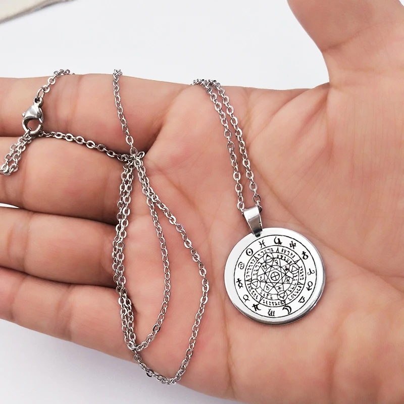 Ожерелье Konminry из нержавеющей стали Sigil Magic Witchcraft ожерелье с круглым кулоном и