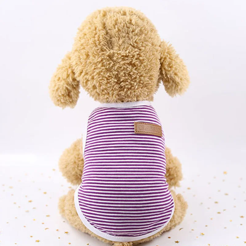 Purple Классическая полосатая одежда для домашних животных, котов для кошек, летняя жилетка для собак и кошек, рубашка, костюм каттена клединга кеди, товары для домашних животных, костюм для кошек, одежда - Цвет: Purple