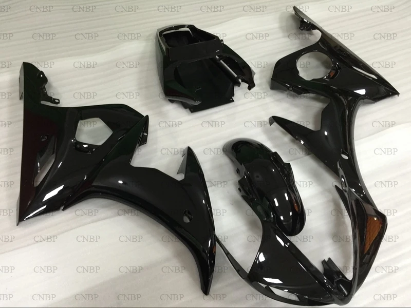YZFR6 03 05 Пластиковые обтекатели для YAMAHA 2003 2005 глянцевый черный обтекатель