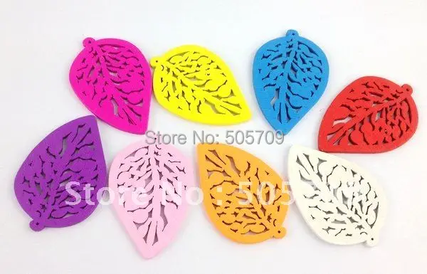 60 шт. Деревянные Подвески в виде листьев из филиграни разных цветов #20765|charm net|charms