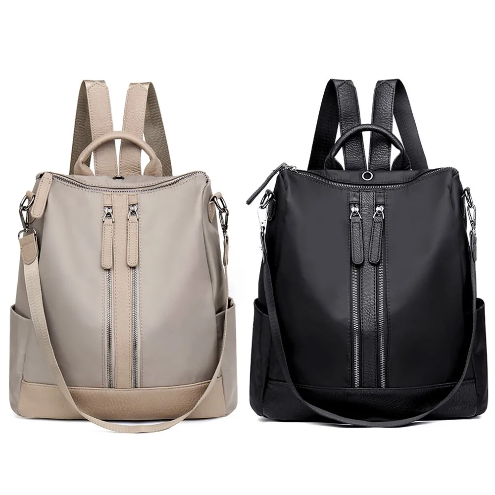 Женский рюкзак из натуральной кожи mochila mujer нейлоновый Одноцветный на двойной