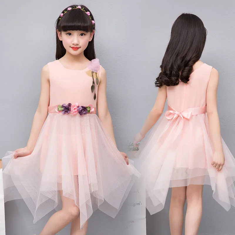 Girl Floral Dress Irregular Ruffled 2019 Summer Party Princess Dresses Children Clothing Kids clothes 3-12 Years Old | Детская одежда и