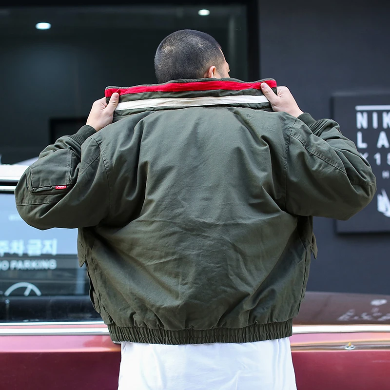 CHINISM мужская стильная Толстая куртка с надписями внутри армейский зеленый Мерч