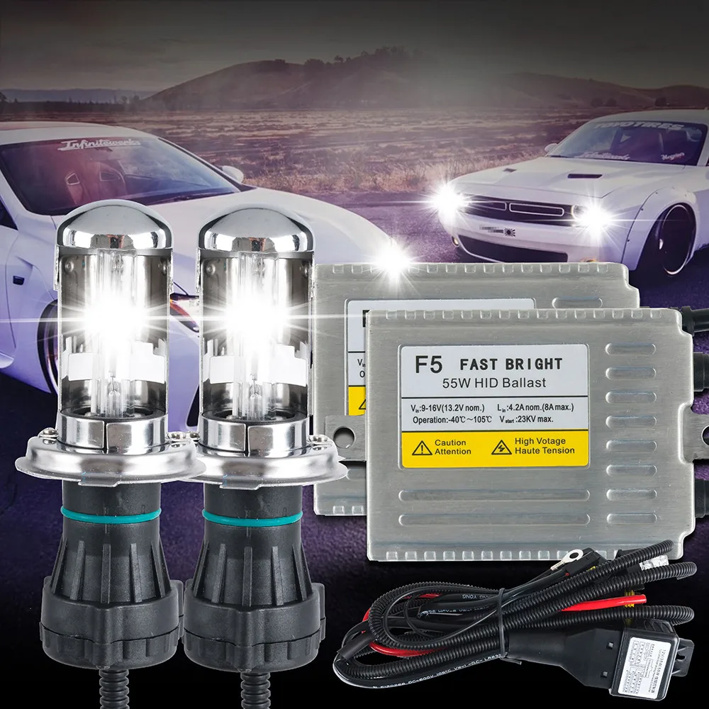 Bi Xenon H4 0 1 секундный Быстрый Яркий F5 AC 12v 55w фара bi xenon hid комплект 9003 Hi Lo 6000k 5000k 4300k|bi
