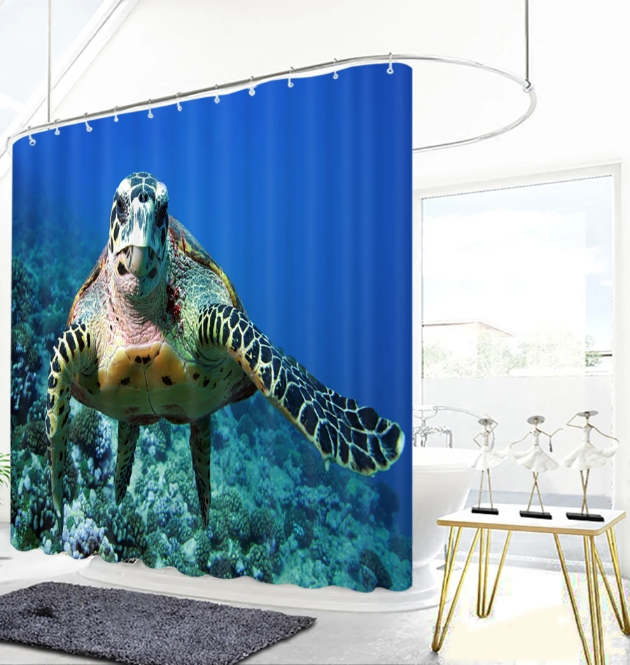 3d занавески для душа с животным рисунком пейзаж морская черепаха Тигр занавеска
