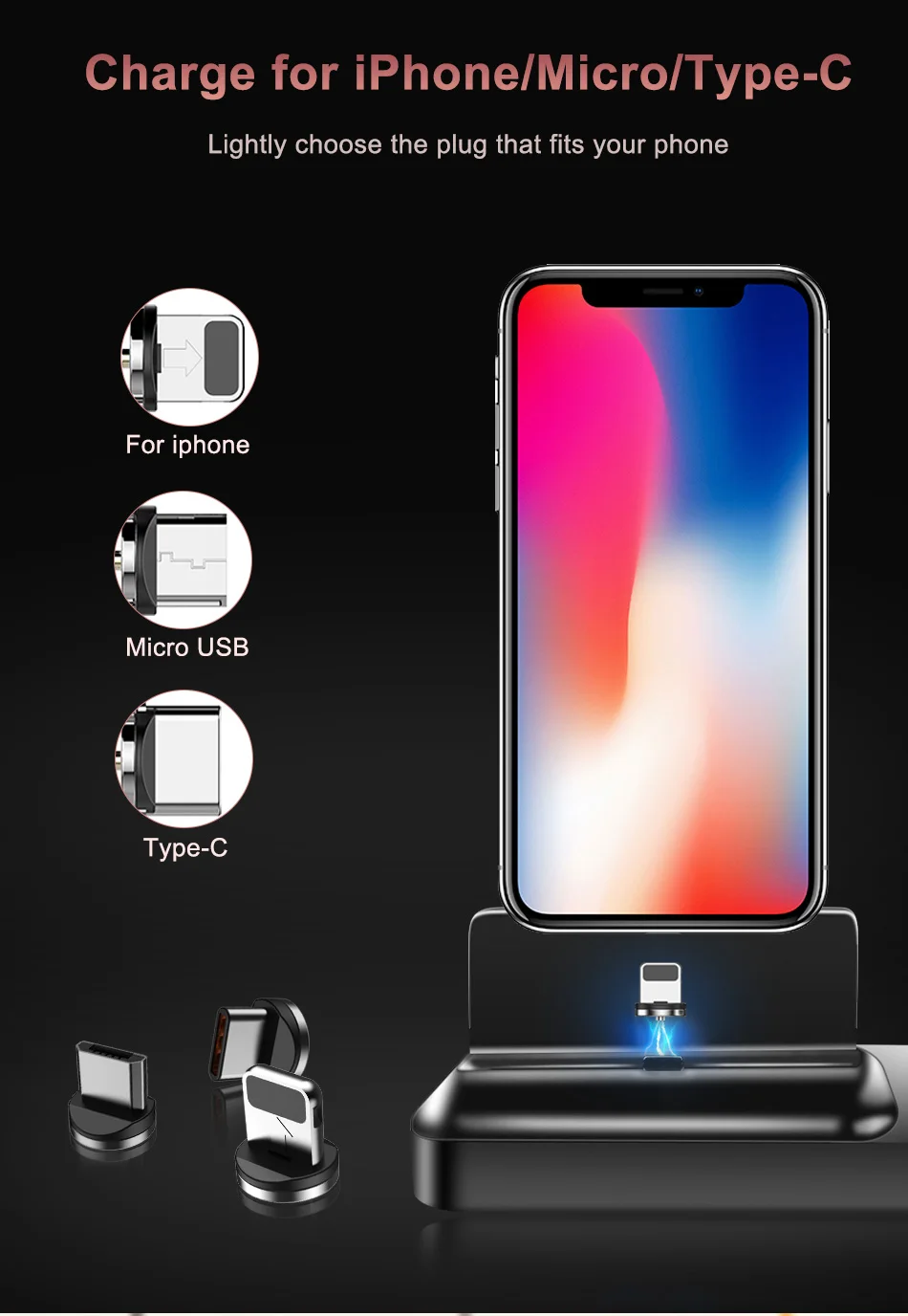 ACCEZZ Магнитный зарядный Настольный держатель для iPhone XS MAX XR для AirPods Apple i Watch для samsung Xiaomi 3 в 1 Универсальное зарядное устройство