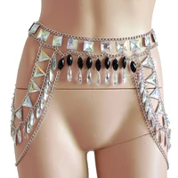 chran multi layer acrylic sequin body chain silver waist chain mini skirt dress jewelry accessories