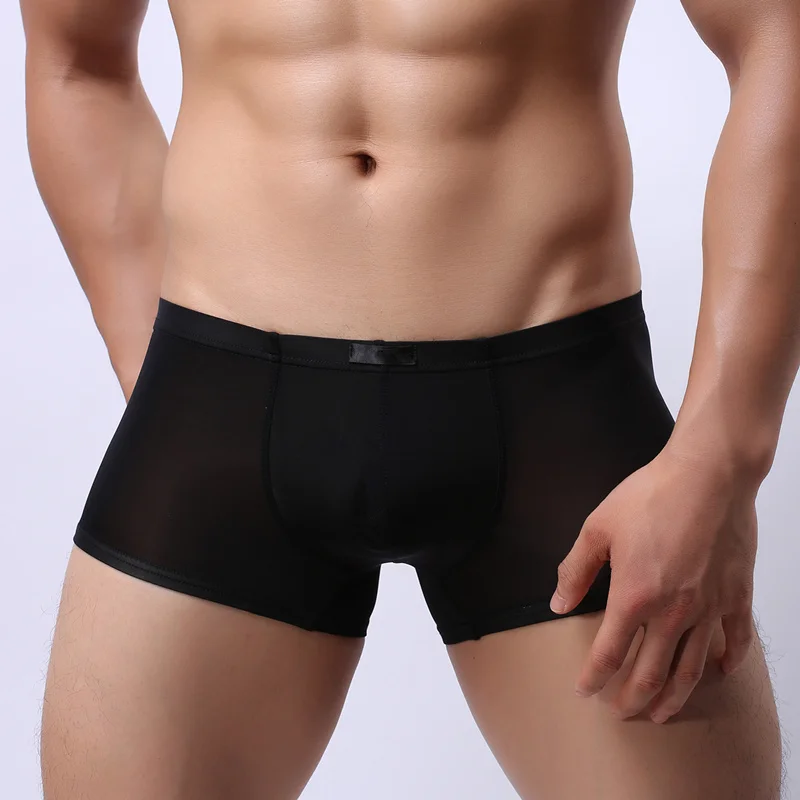 

4pcs Sexy Men's Boxer Shorts Ultra-thin Soft Mens Underwear Superfine Lycra Smooth Male Panties Breathable Men Boxers Brand