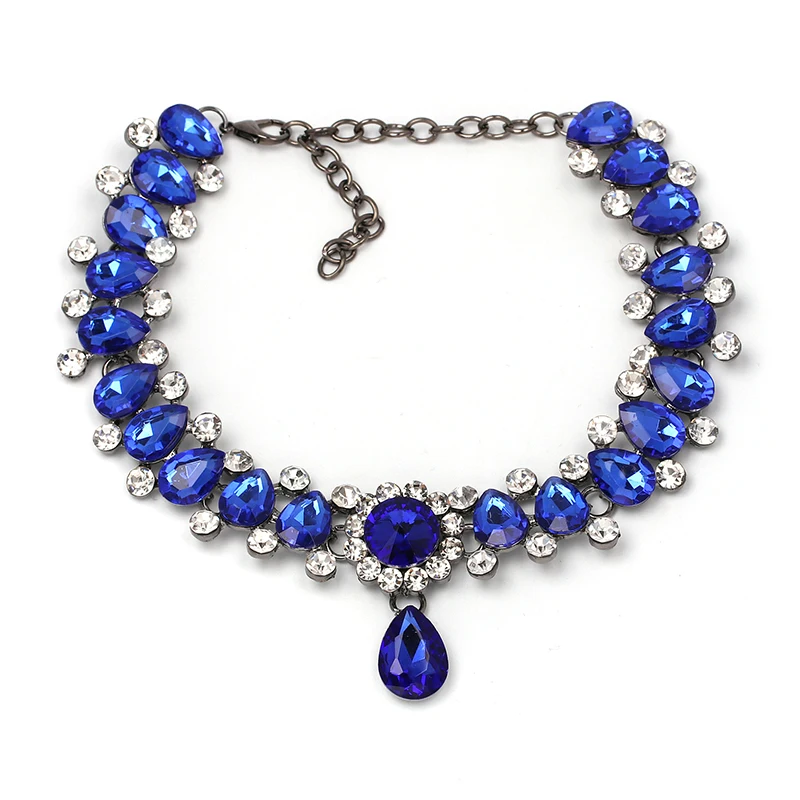 

8 colors New 2021 fashion collar crystal necklace & pendant flower luxury choker maxi jewelry wholesale for women girl party