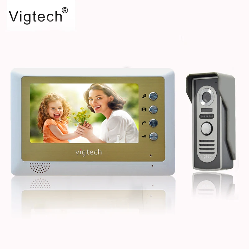 Vigtech 7 дюймов LCD цветной видео домофон система Всепогодная камера ночного видения