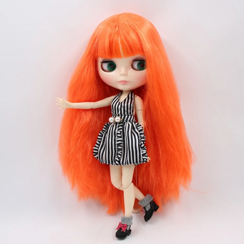 Фабричная кукла blyth 1/6 bjd шарнирное тело белая кожа 30 см Длинные оранжевые волосы