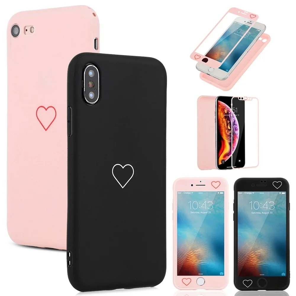 Полная защита экрана L FADNUT 360 для iPhone X Xr Xs Max 8 7 6S 6 Plus 5 5S SE милый силиконовый мягкий