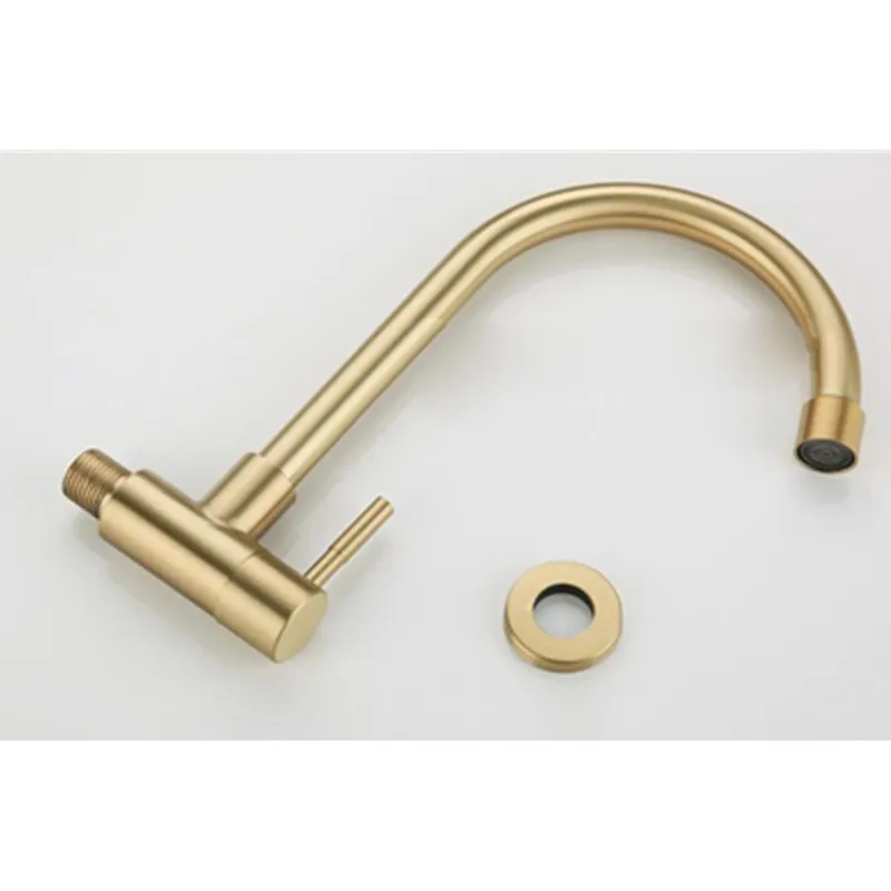 Hongdec Brushed Gold Single cold water Faucet handle Kitchen Bathroom Sink Tap | Обустройство дома