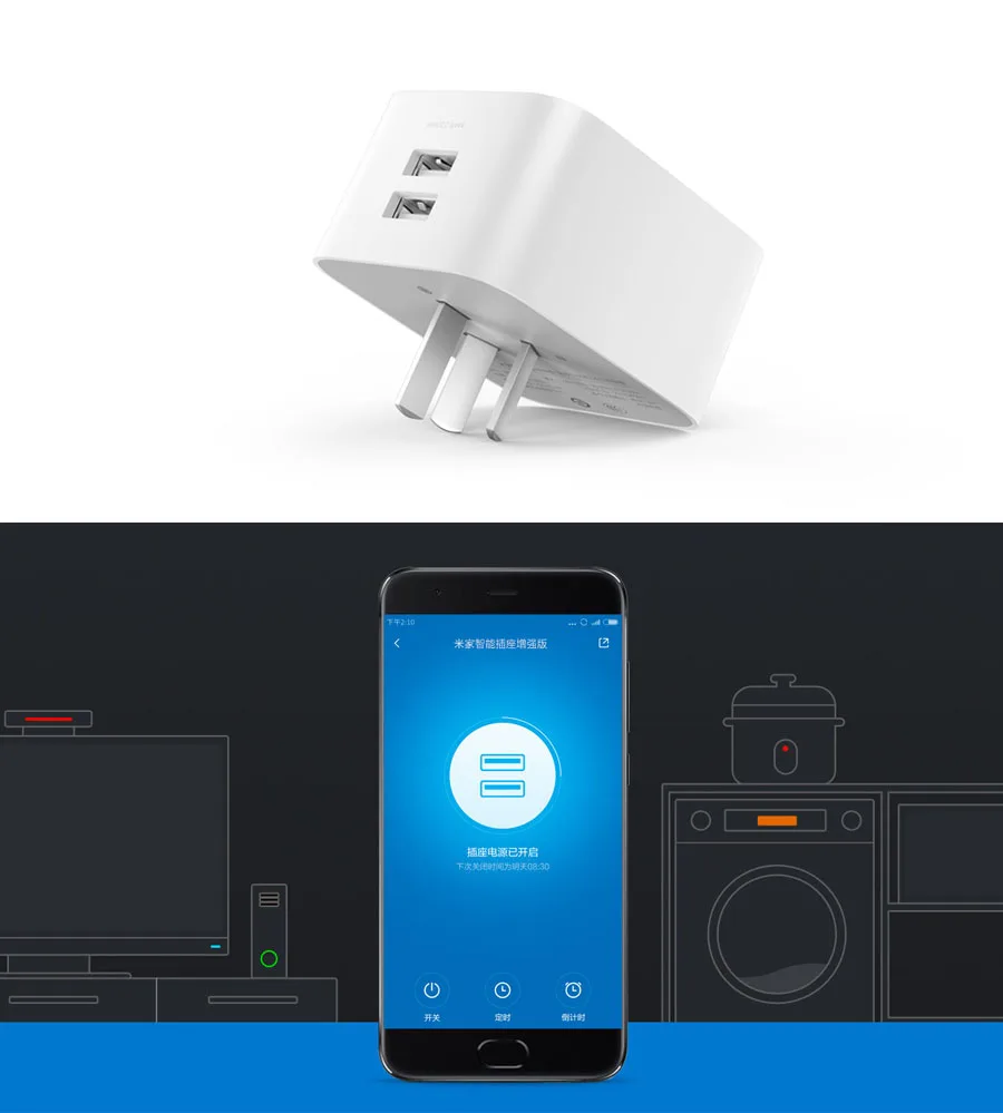 Новое поступление Xiaomi Mijia Smart Dual USB розетка Улучшенная функция отсчета таймера беспроводной пульт дистанционного управления для Mihome APP