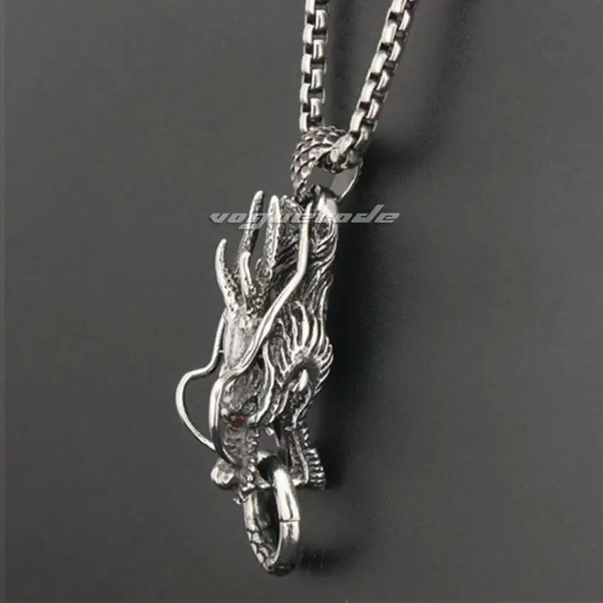 316L нержавеющая сталь красные глаза кулон с драконом мужские байкерские в стиле