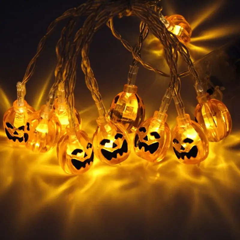 Pumpkin 1 Тыква Призрак 10 шт. светодиодный свет шнура украшение на празднование Хэллоуина летучая мышь паук сказочные гирлянды для внутреннего и уличные украшения - Цвет: Pumpkin 1
